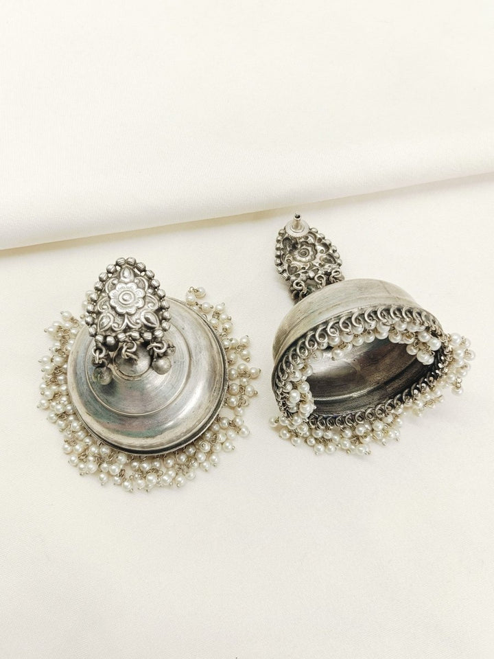 Ela Plain Oxidized Jhumki - House of Sarvati LLC