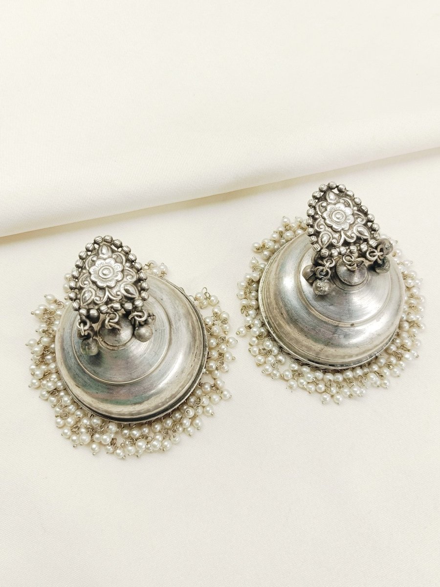 Ela Plain Oxidized Jhumki - House of Sarvati LLC