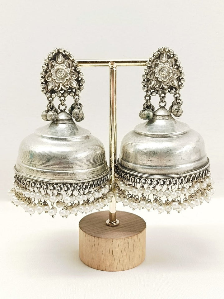 Ela Plain Oxidized Jhumki - House of Sarvati LLC