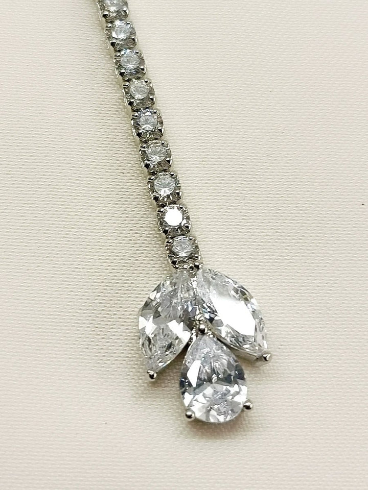 Elaura White American Diamond Maangtikka - House of Sarvati LLC