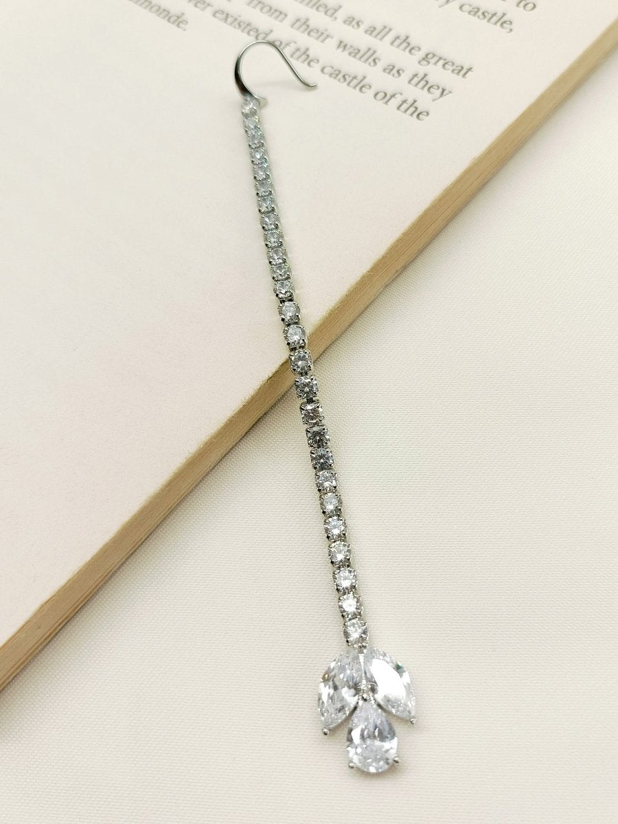 Elaura White American Diamond Maangtikka - House of Sarvati LLC