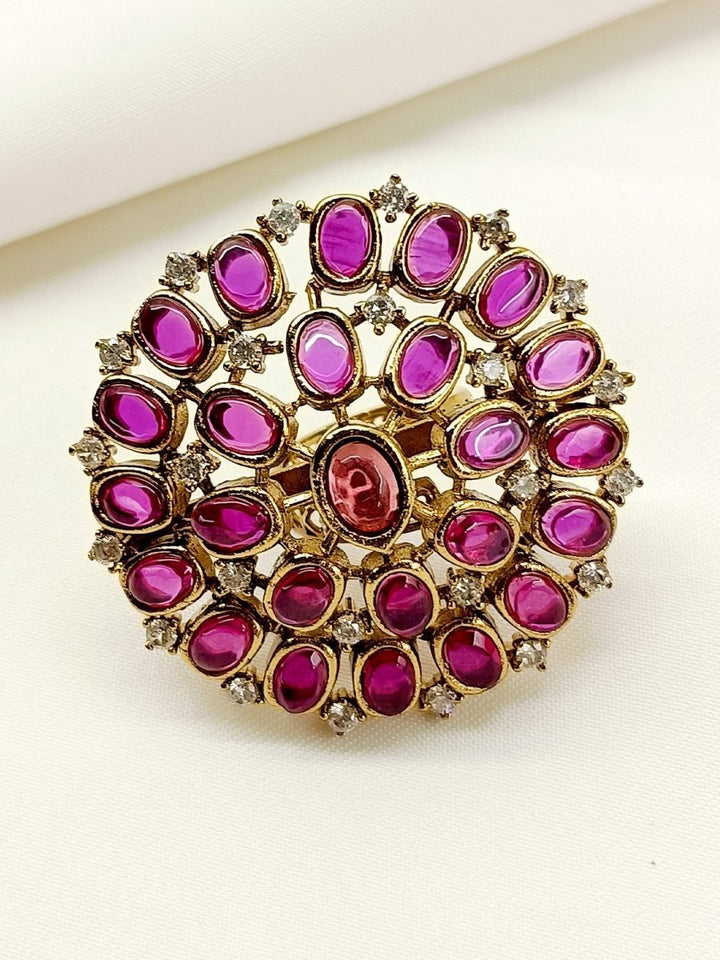 Eliza Kundan Combo Set In Ruby - House of Sarvati LLC