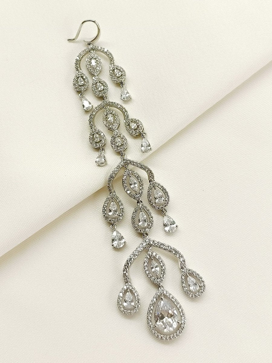 Enakshi White American Diamond Teeka - House of Sarvati LLC