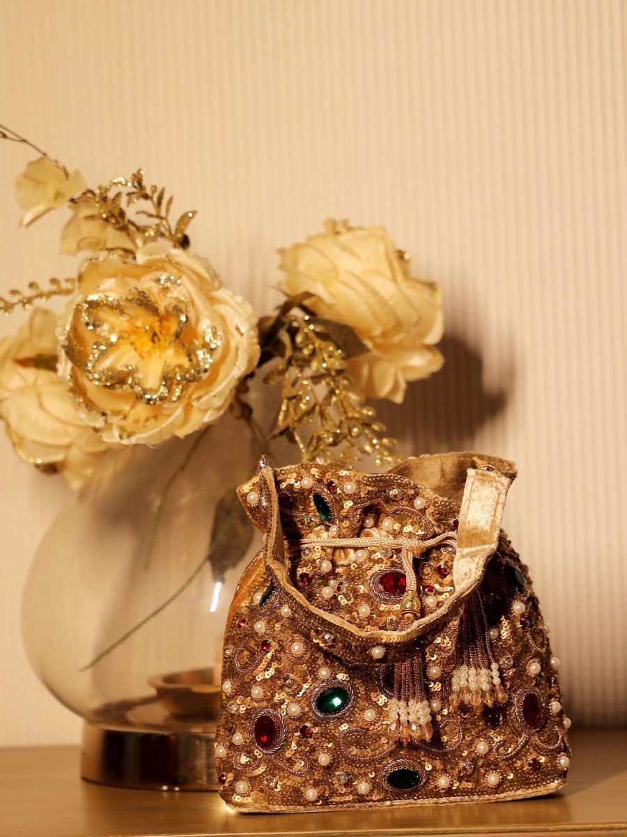 Eshita Copper Potli Bag - House of Sarvati LLC