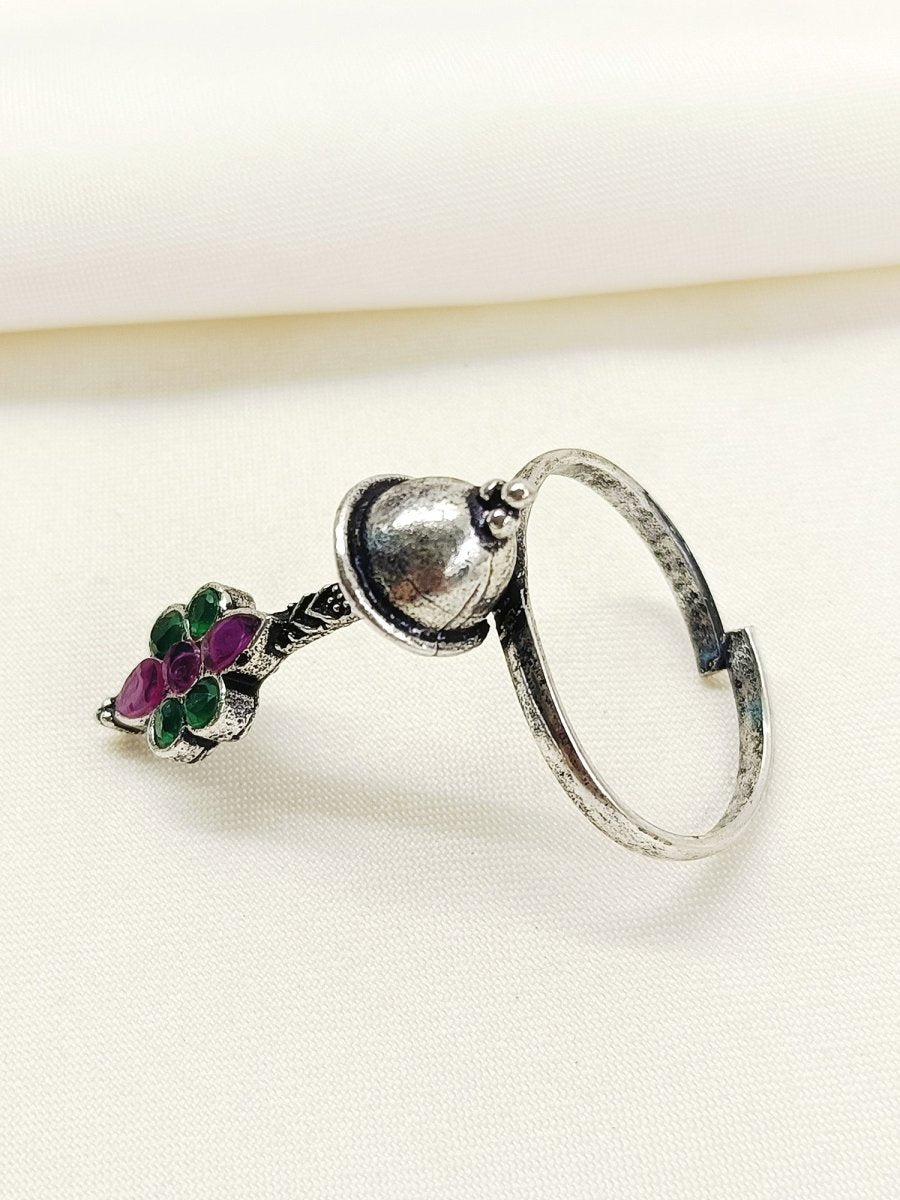 Eshma R&G Oxidized Finger Ring - House of Sarvati LLC