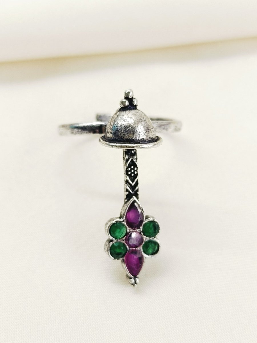 Eshma R&G Oxidized Finger Ring - House of Sarvati LLC