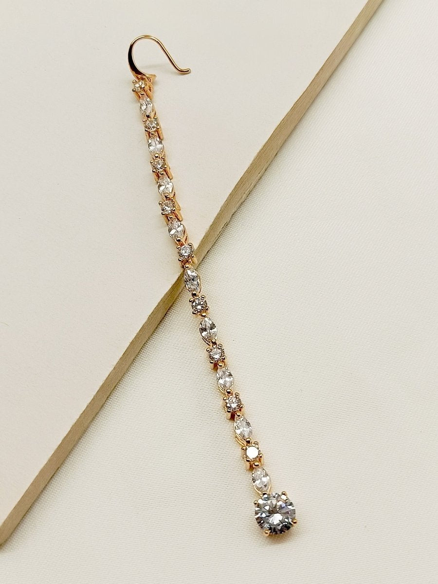Eta White American Diamond Maangtikka - House of Sarvati LLC
