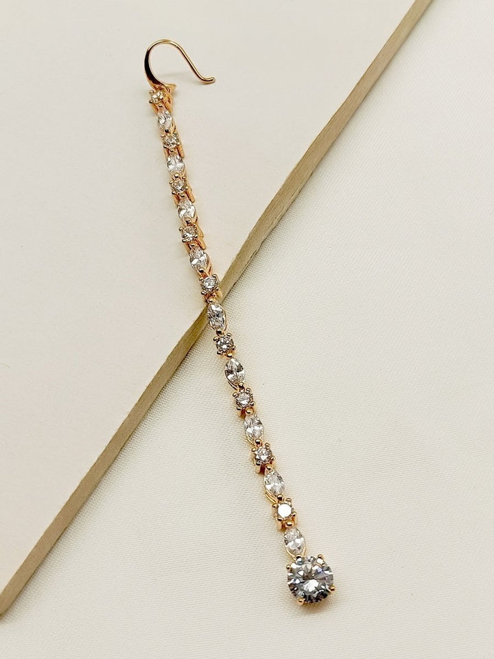 Eta White American Diamond Maangtikka - House of Sarvati LLC
