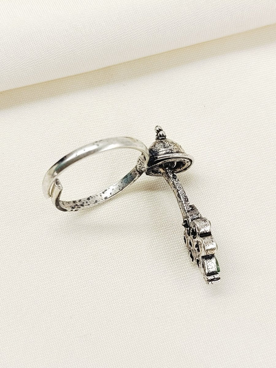 Ethana Green Oxidized Finger Ring - House of Sarvati LLC