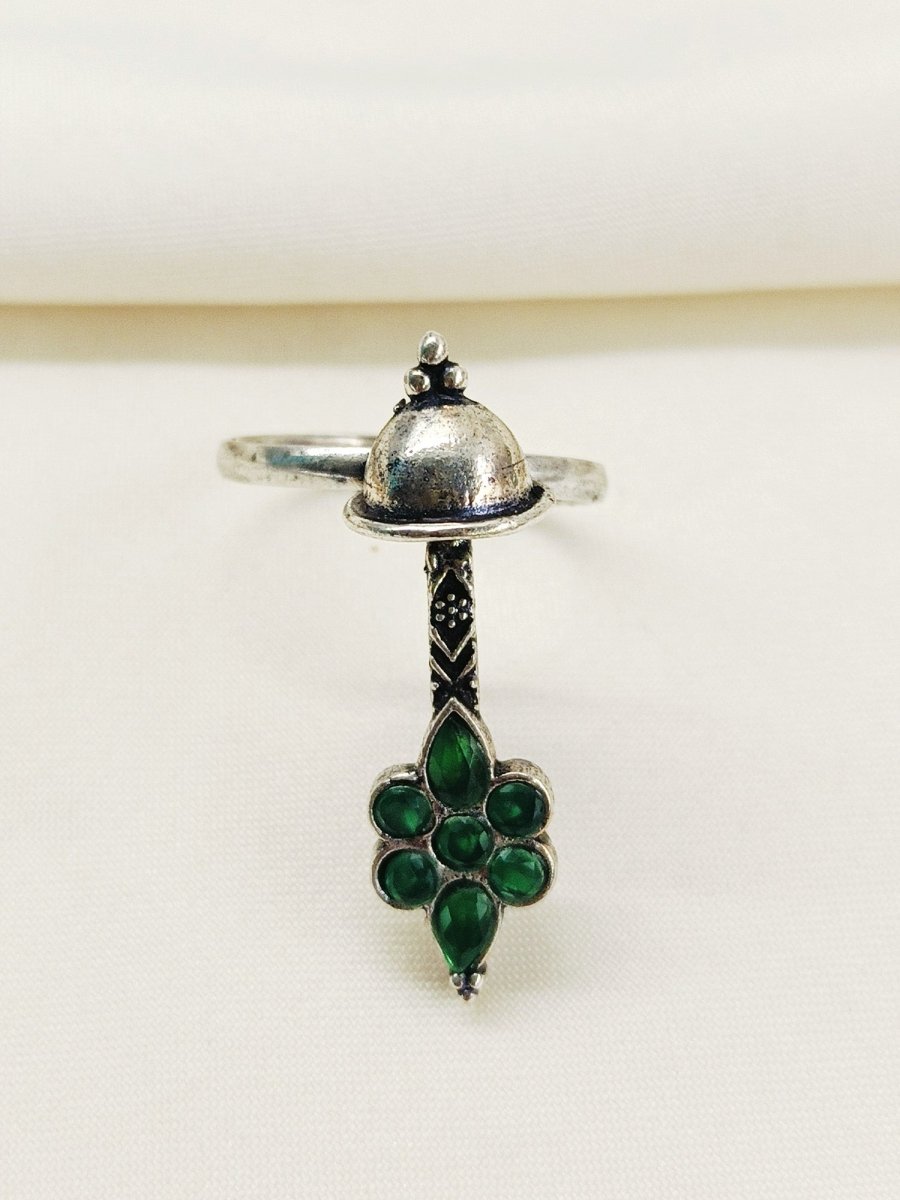 Ethana Green Oxidized Finger Ring - House of Sarvati LLC
