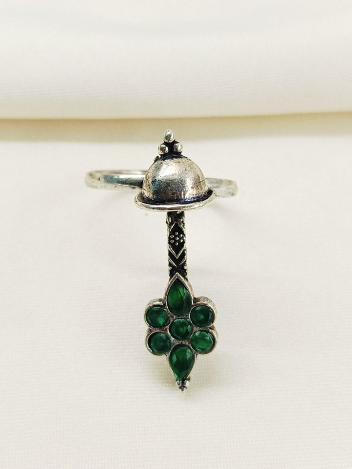 Ethana Green Oxidized Finger Ring - House of Sarvati LLC