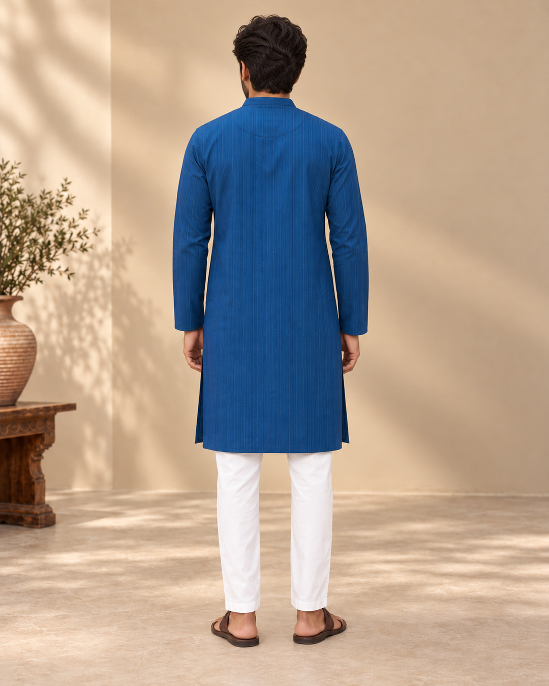 Royal Blue Cotton Kurta Pyjama Set