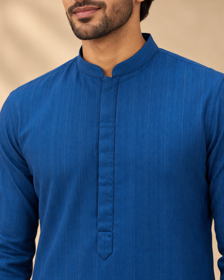 Royal Blue Cotton Kurta Pyjama Set