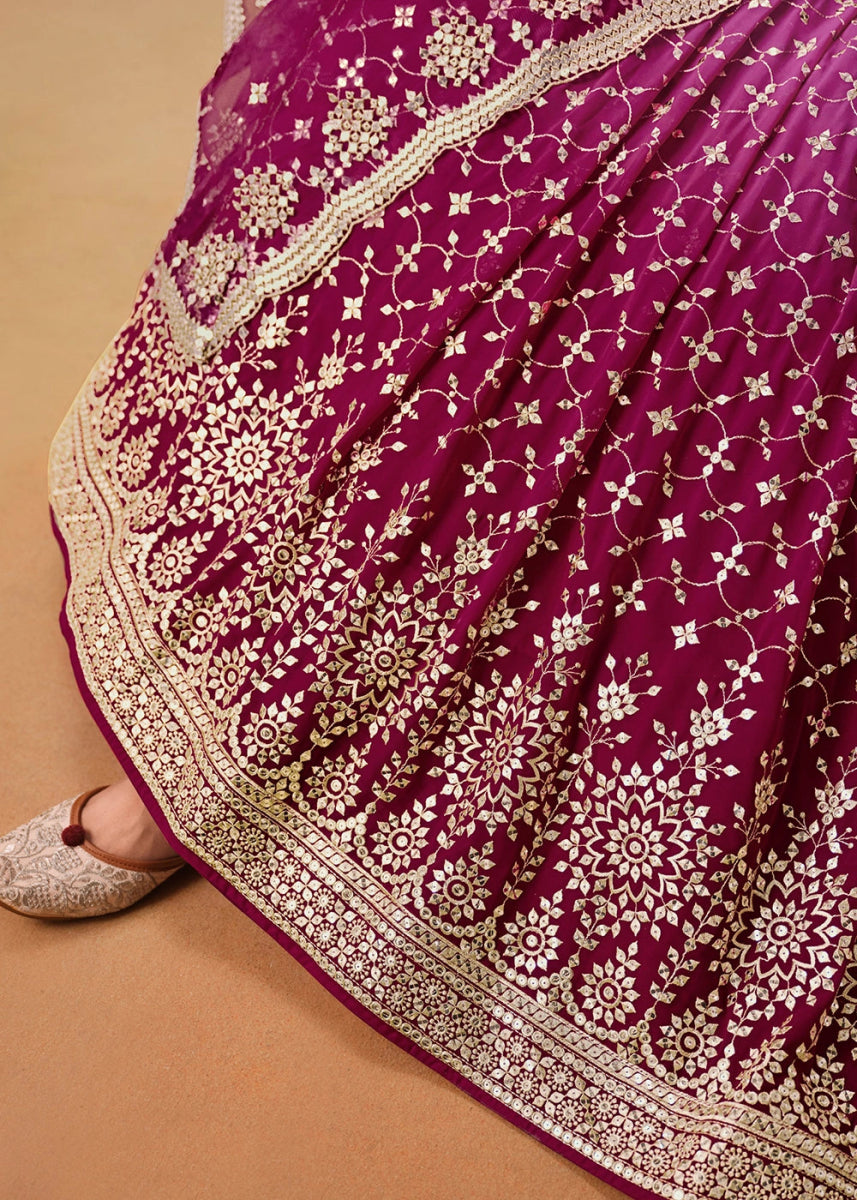 Fandango Purple Lehenga Choli in Georgette with Sequin Zari Work - House of Sarvati LLC