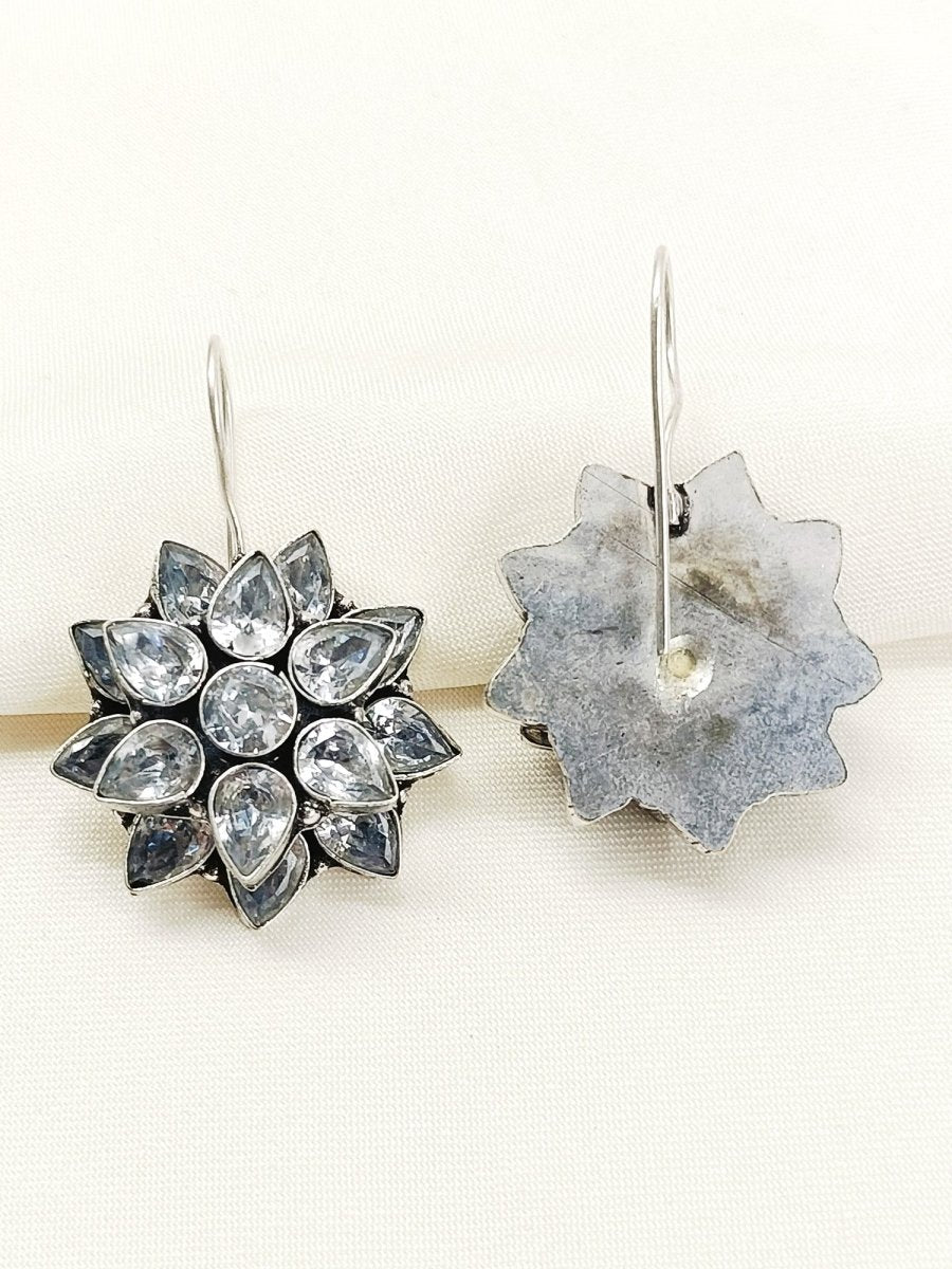 Fara White Oxidized Earring - House of Sarvati LLC