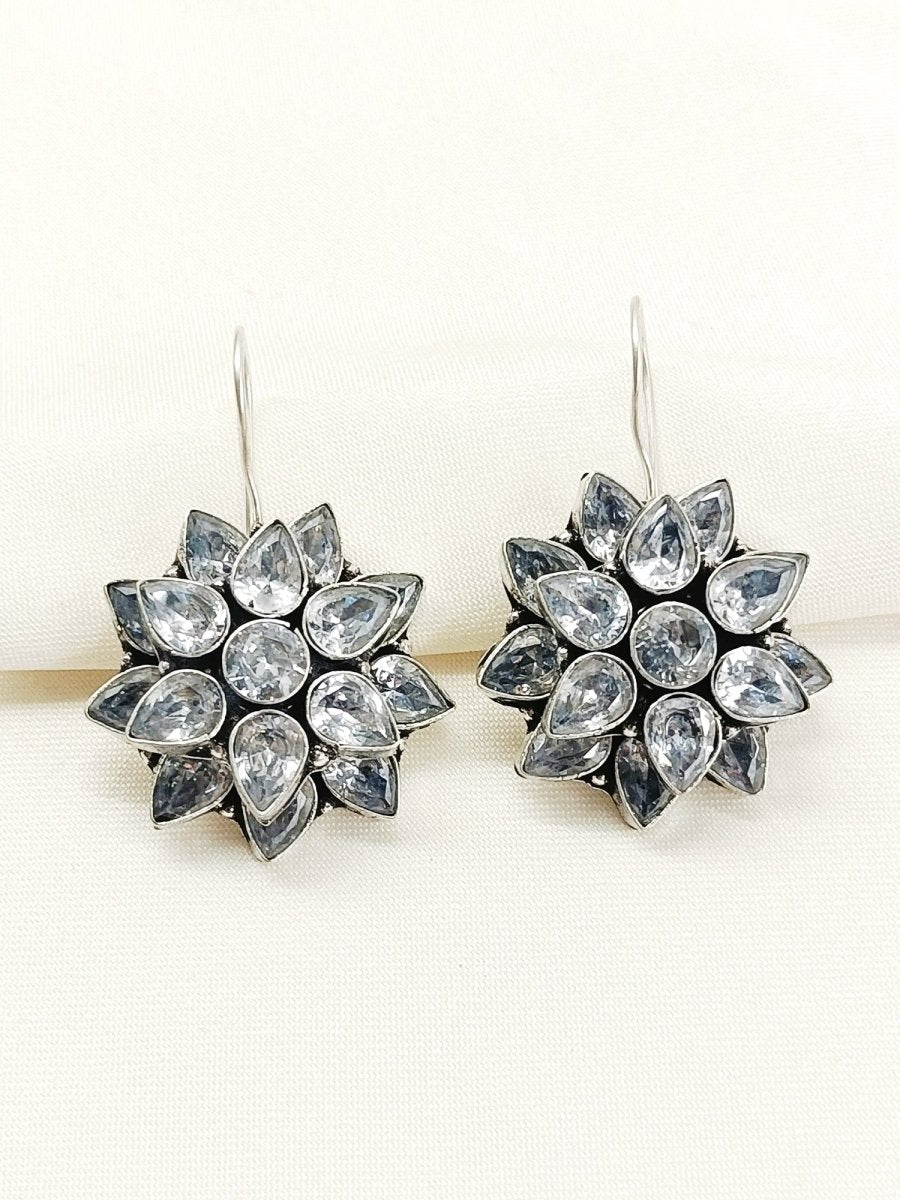 Fara White Oxidized Earring - House of Sarvati LLC