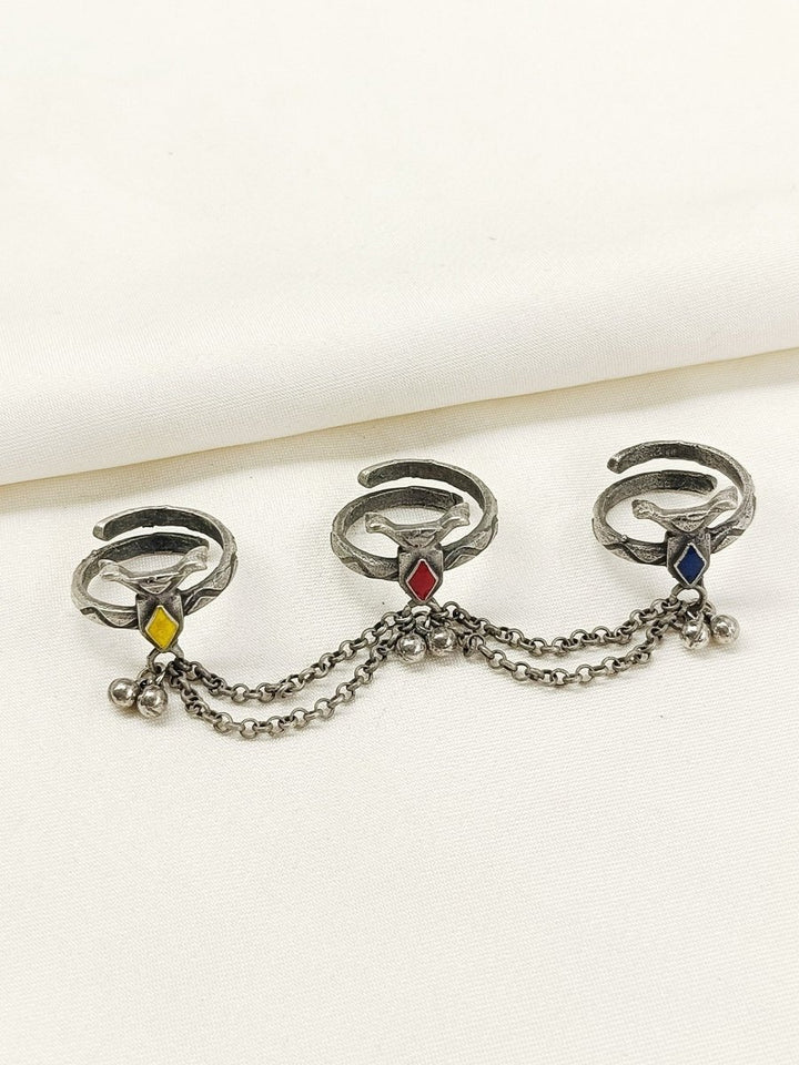 Fritha Multi Colour Oxidized Finger Ring - House of Sarvati LLC
