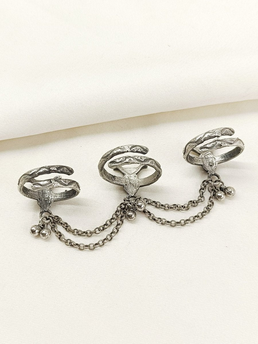 Fritha Multi Colour Oxidized Finger Ring - House of Sarvati LLC