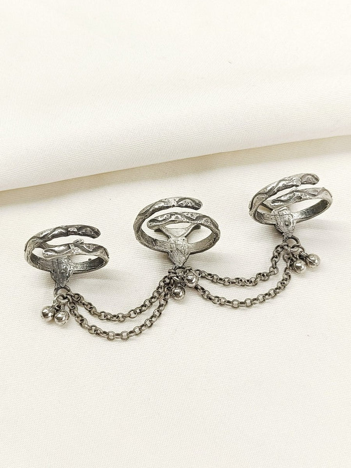 Fritha Multi Colour Oxidized Finger Ring - House of Sarvati LLC