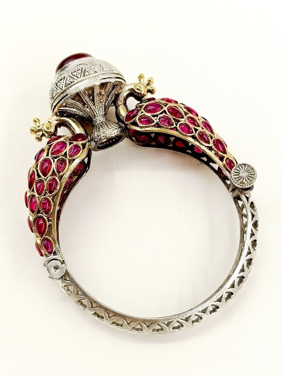 Ganishkha Majenta Peacock Oxidized Bracelet - House of Sarvati LLC