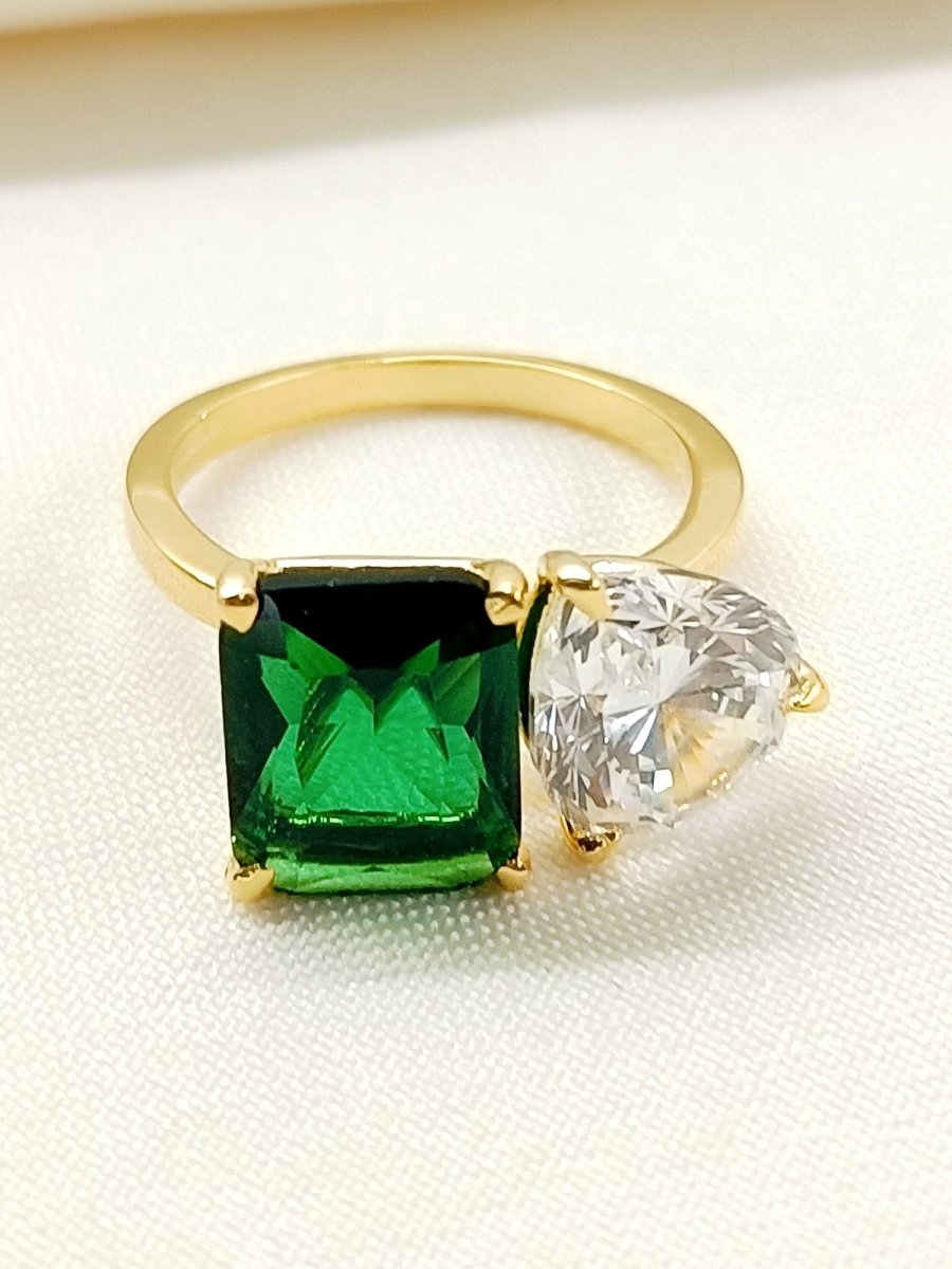 Gauhar 92.5 Silver Swarovski Stone Finger Ring - House of Sarvati LLC