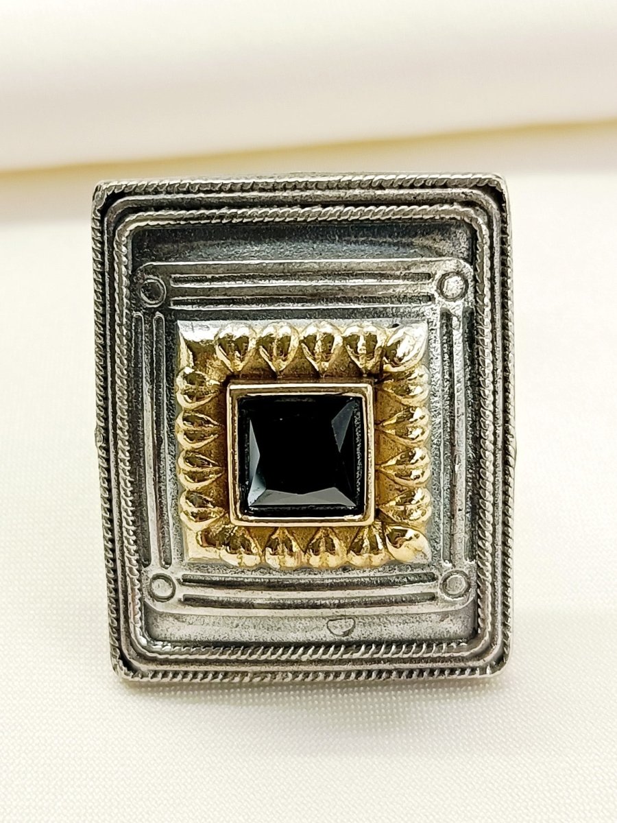Gaurika Black Oxidized Finger Ring - House of Sarvati LLC