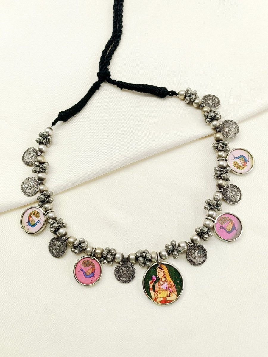 Gemi Multi Colour Oxidized Neckpiece - House of Sarvati LLC