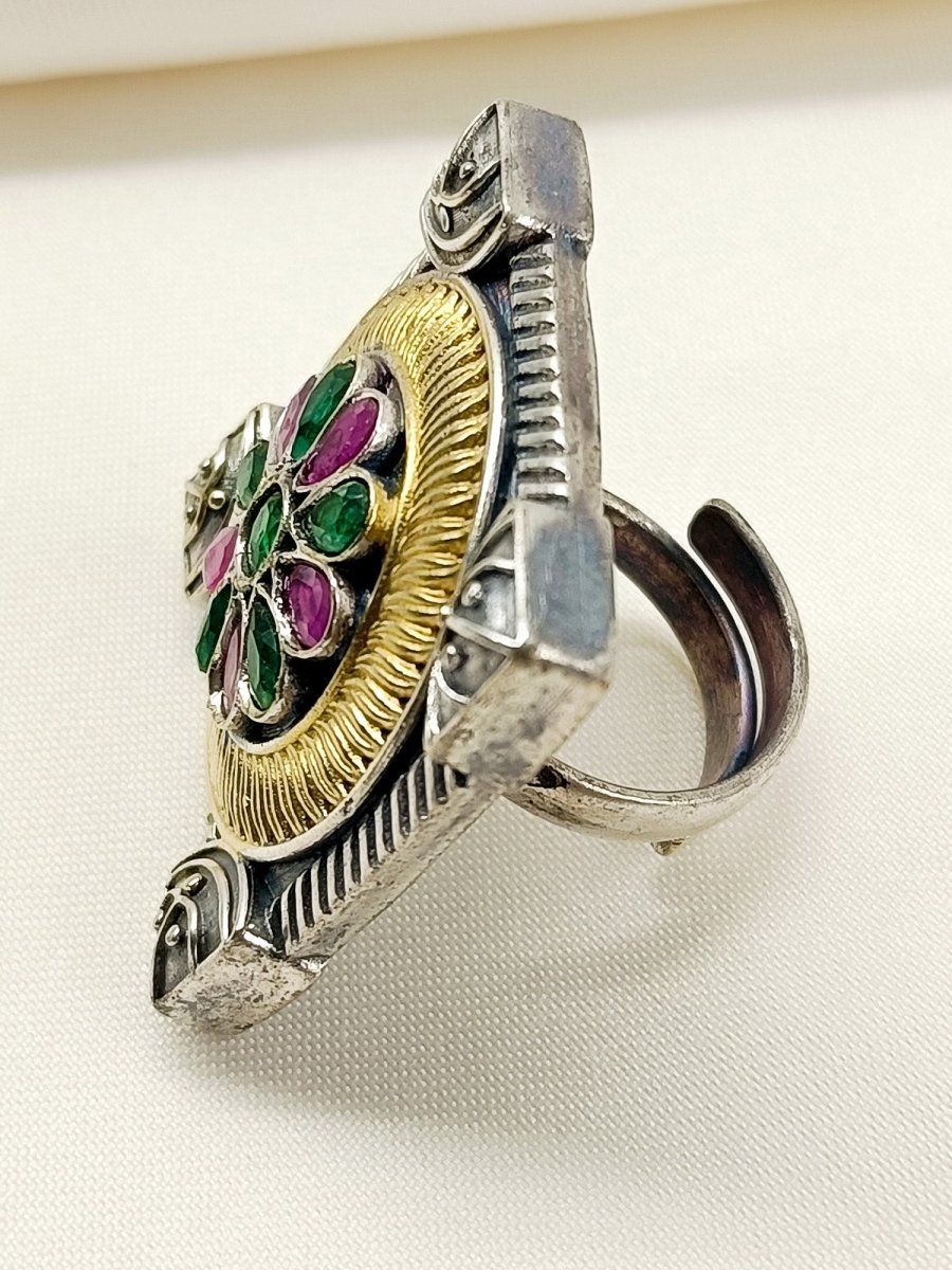 Georgia Multi Colour Oxidized Finger Ring - House of Sarvati LLC