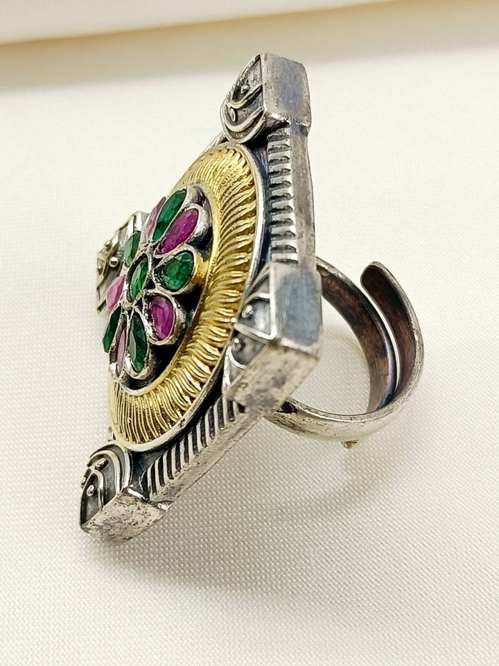 Georgia Multi Colour Oxidized Finger Ring - House of Sarvati LLC