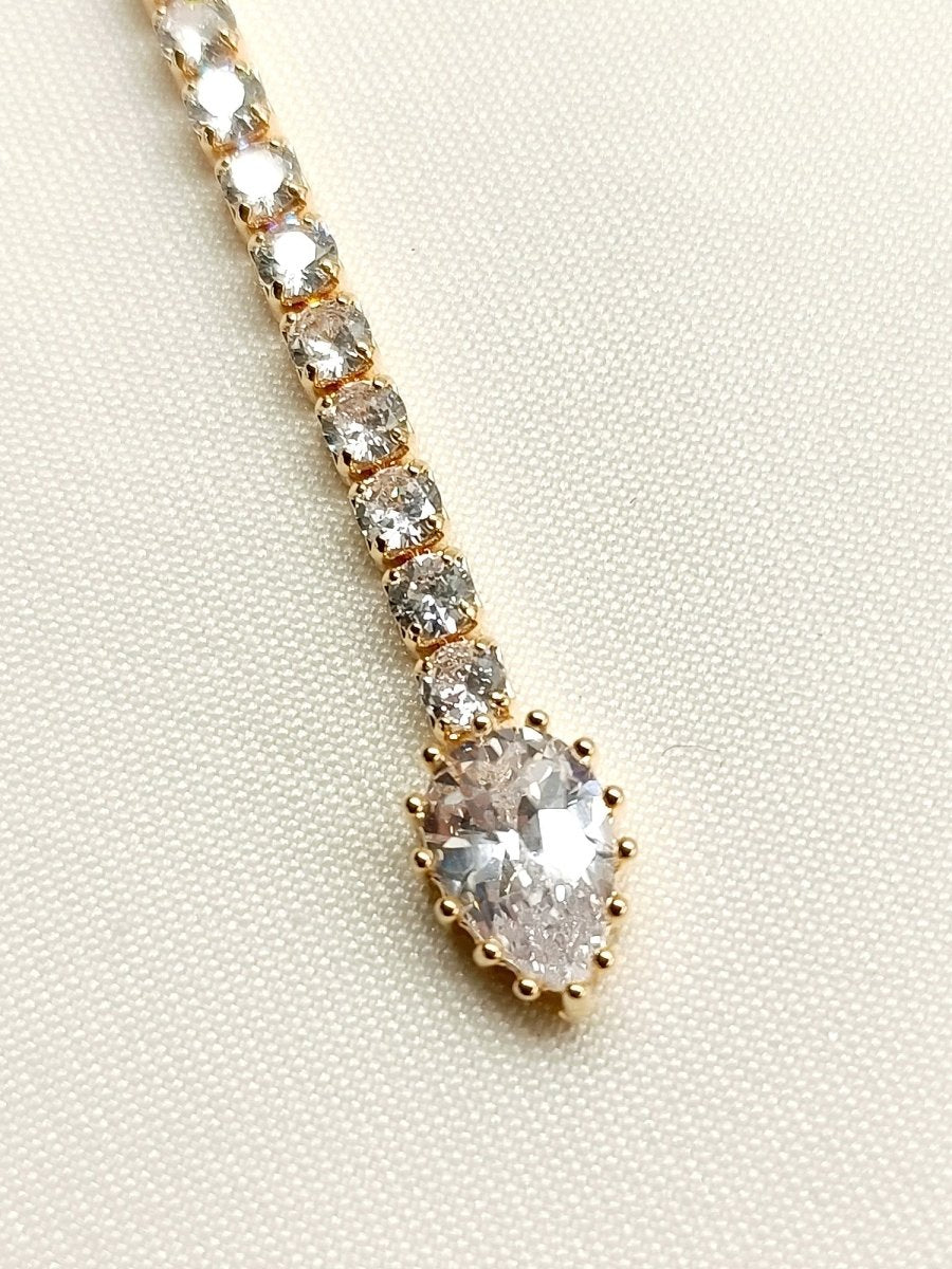 Girija White American Diamond Maangtikka - House of Sarvati LLC