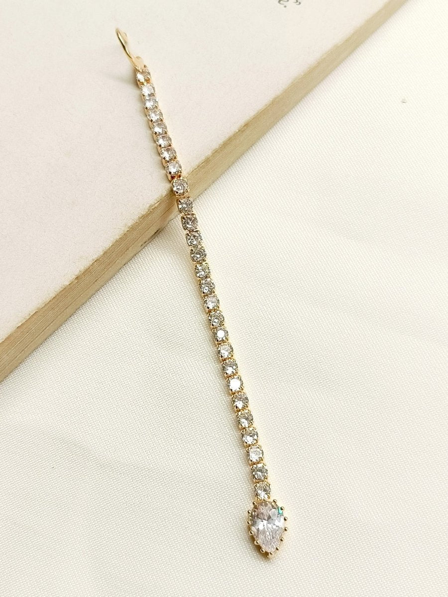 Girija White American Diamond Maangtikka - House of Sarvati LLC