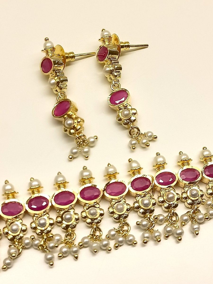 Gitali Ruby Jadau Necklace Set - House of Sarvati LLC