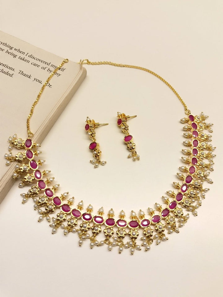Gitali Ruby Jadau Necklace Set - House of Sarvati LLC