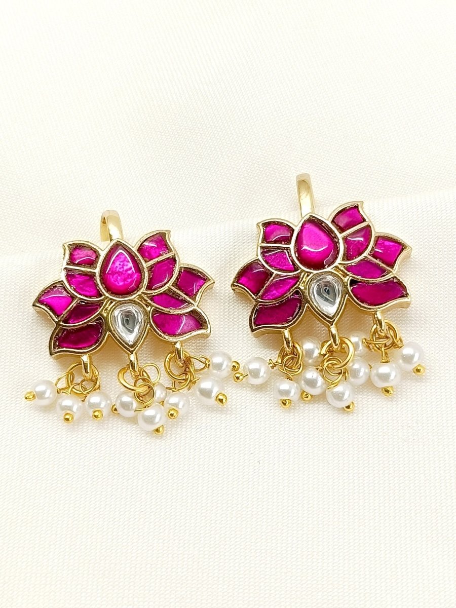 Gitali Ruby Kundan Ear Cuff [Price Is For Pair] - House of Sarvati LLC