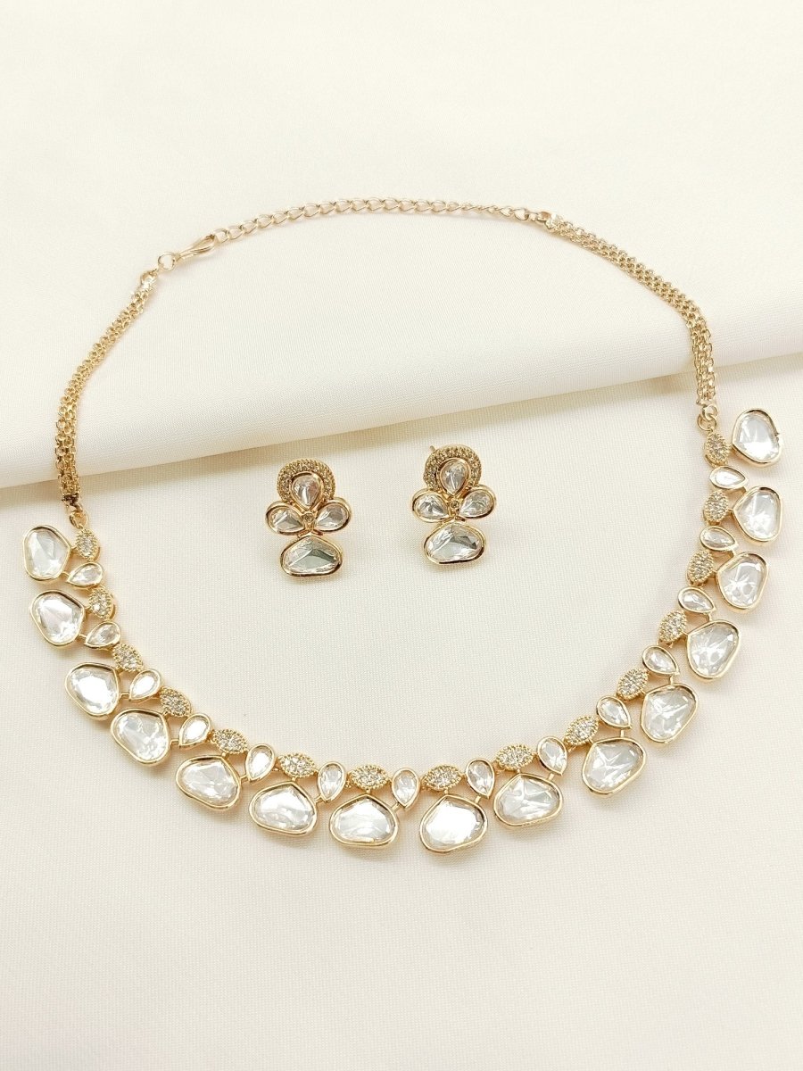 Giva White Kundan Necklace Set - House of Sarvati LLC