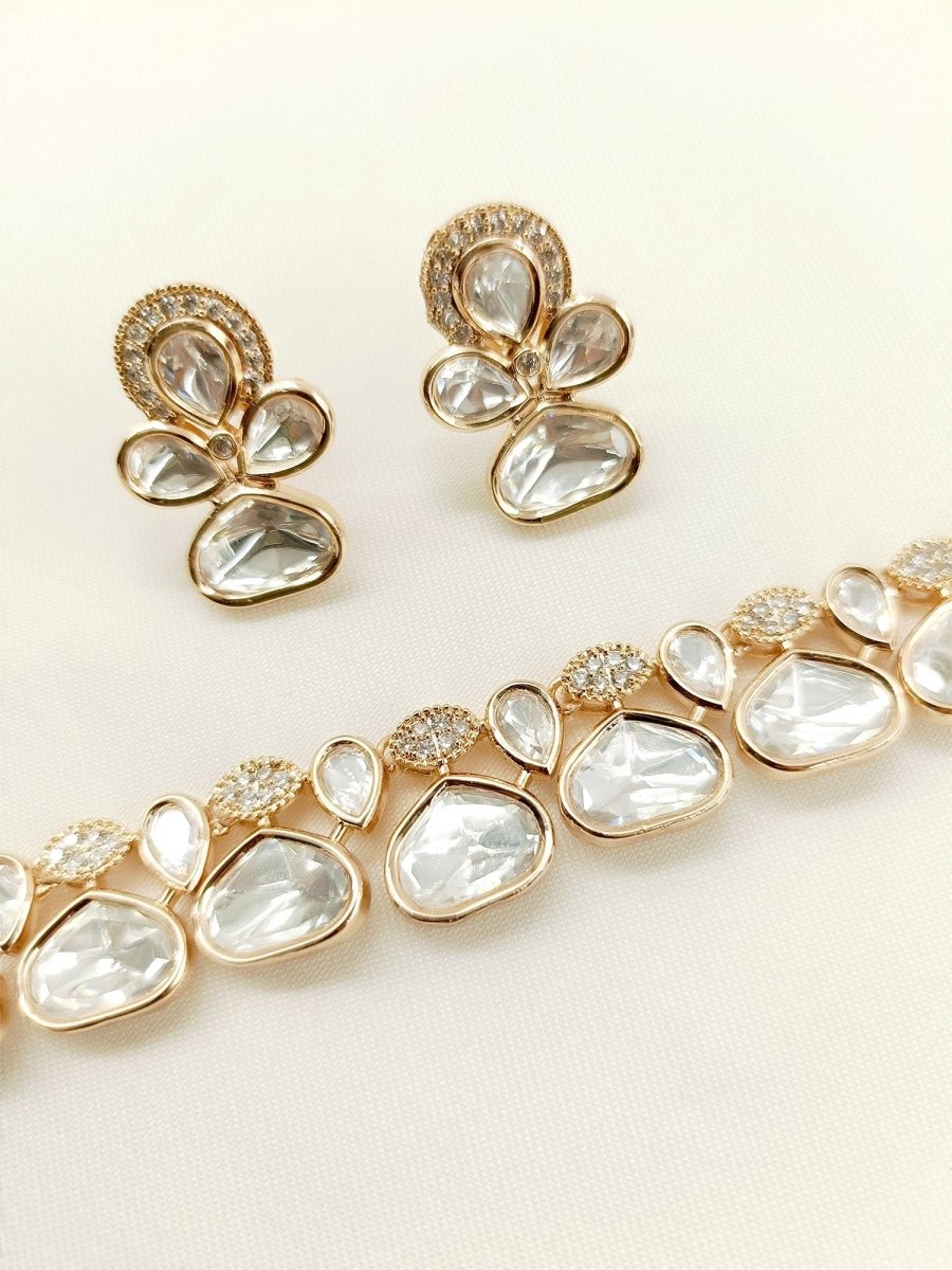 Giva White Kundan Necklace Set - House of Sarvati LLC