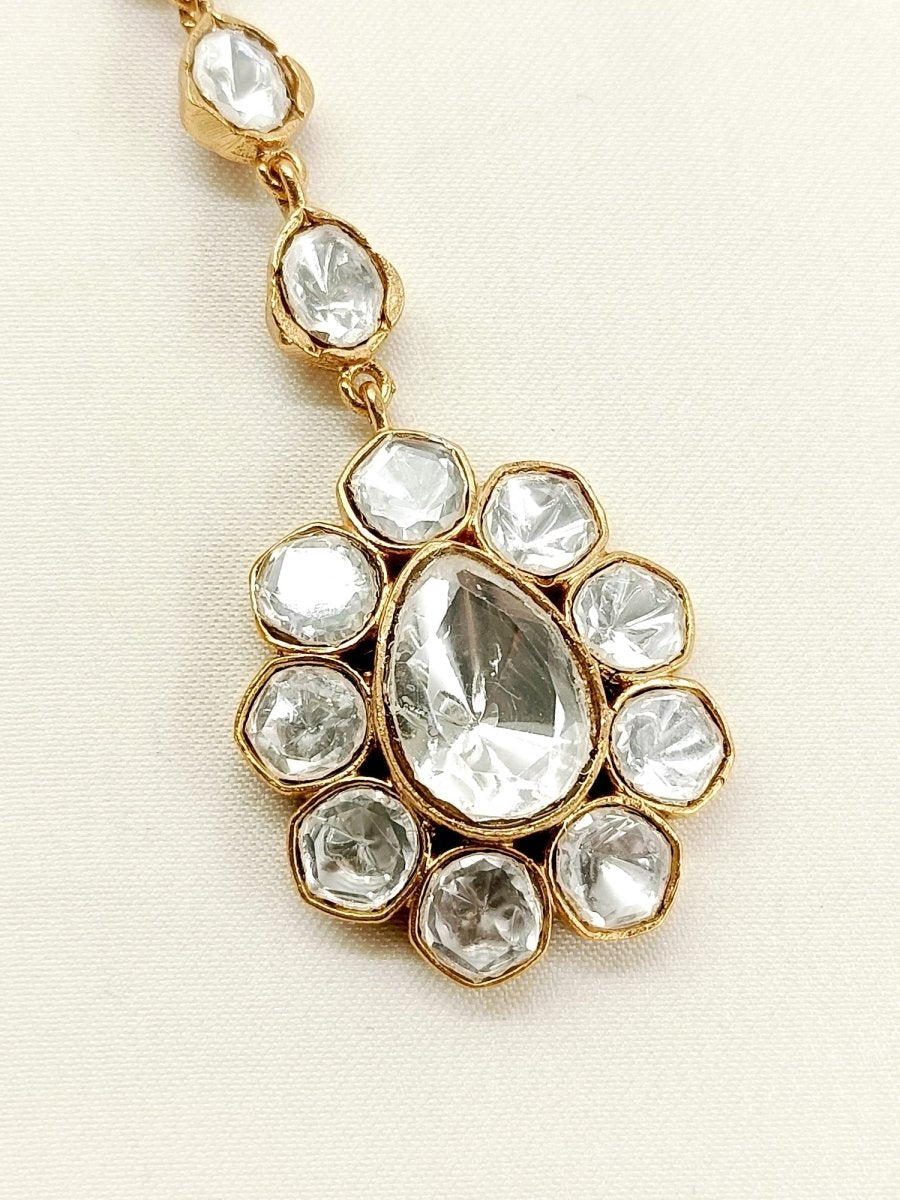 Gopika White Kundan Maangteeka - House of Sarvati LLC