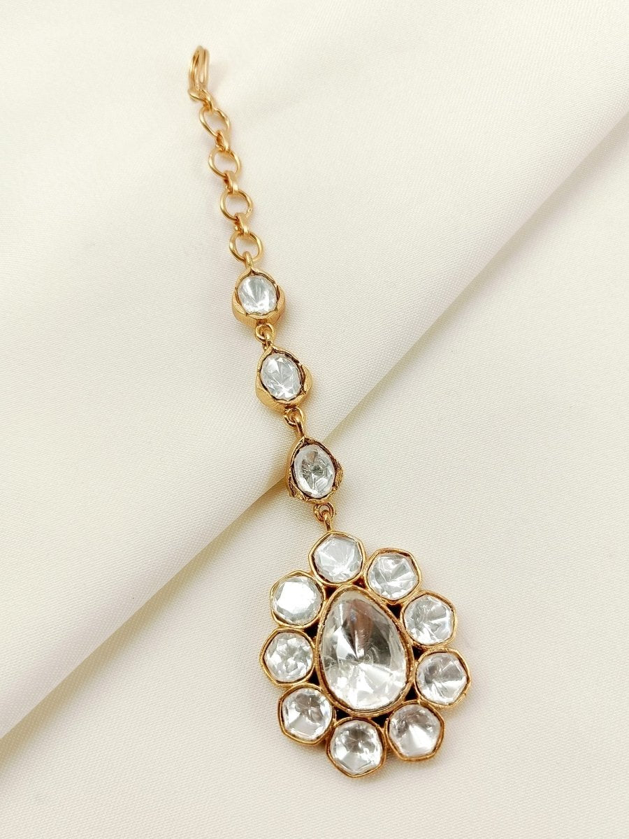 Gopika White Kundan Maangteeka - House of Sarvati LLC