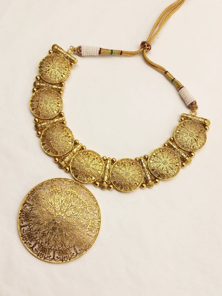 Gourika Filigree Antique Gold Set - House of Sarvati LLC