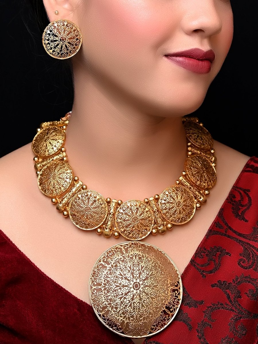 Gourika Filigree Antique Gold Set - House of Sarvati LLC