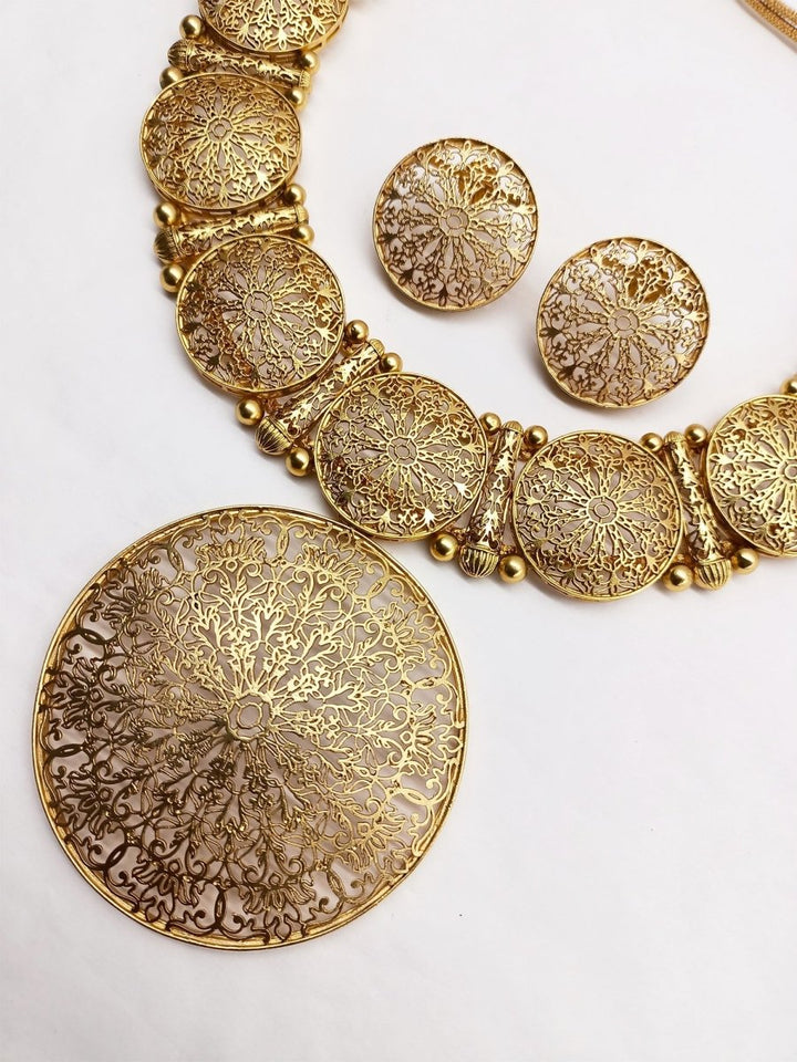 Gourika Filigree Antique Gold Set - House of Sarvati LLC