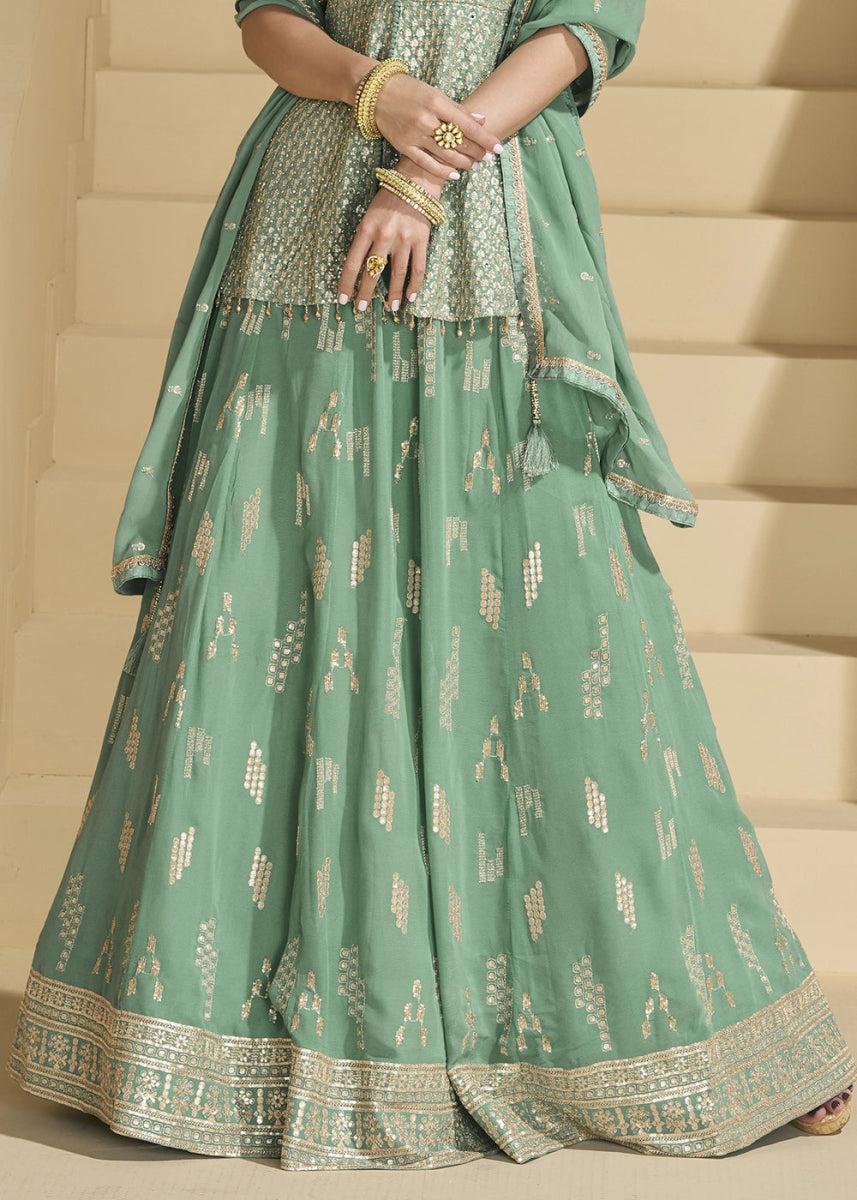 Grape Purple Lehenga Choli in Georgette with Swarovski & Threadwork - House of Sarvati LLC