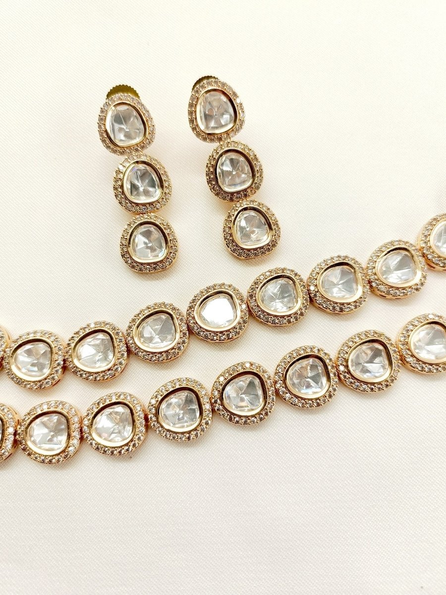 Gurpraveen White Kundan Choker Set - House of Sarvati LLC