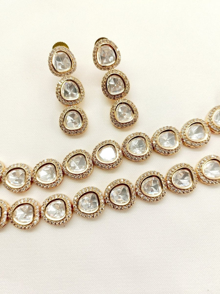 Gurpraveen White Kundan Choker Set - House of Sarvati LLC