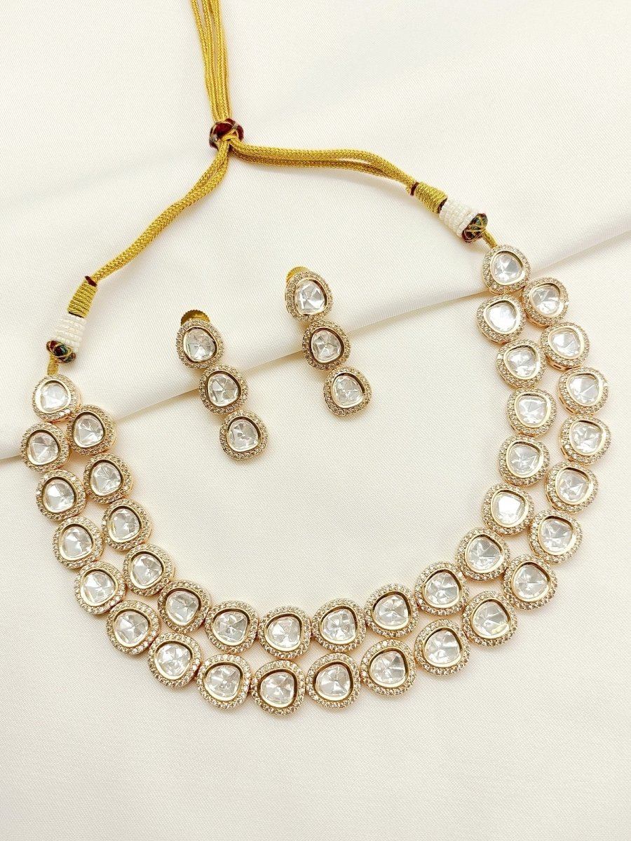 Gurpraveen White Kundan Choker Set - House of Sarvati LLC