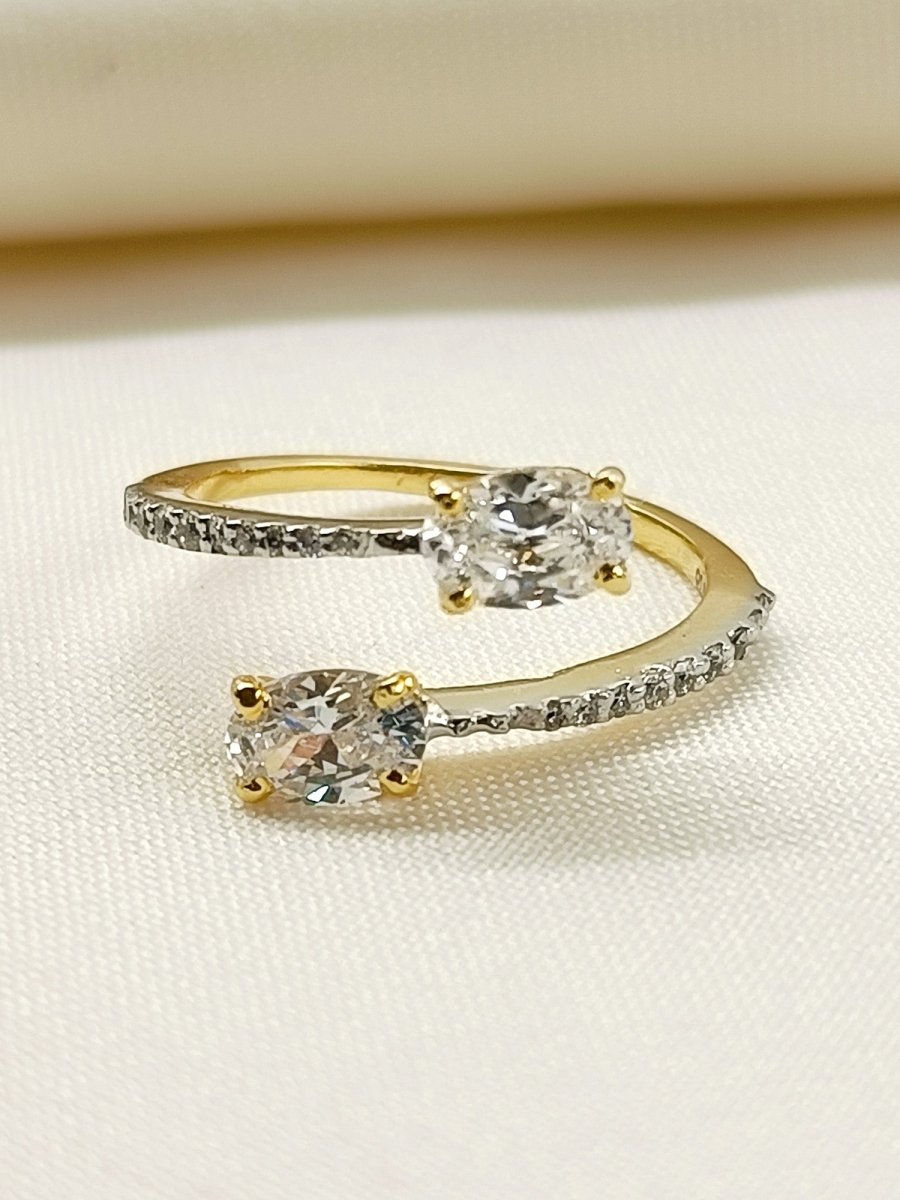 Haman 92.5 Silver Swarovski Stone Finger Ring - House of Sarvati LLC