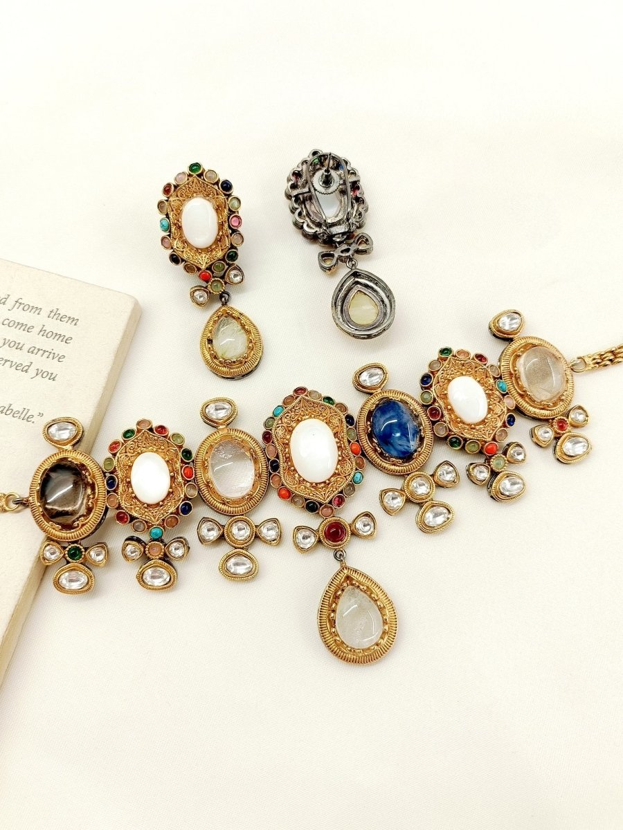 Haman Multi Colour Boutique Choker Set - House of Sarvati LLC