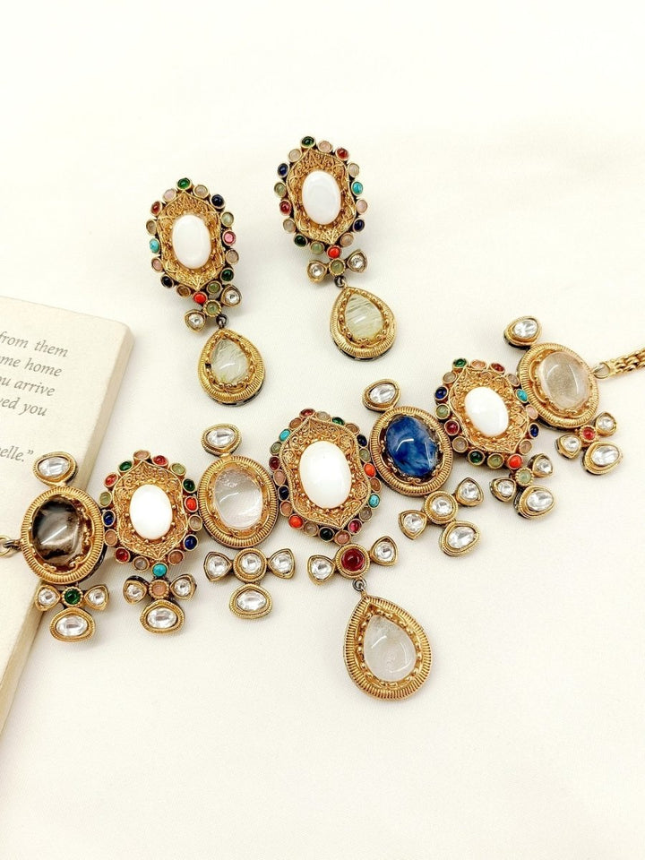 Haman Multi Colour Boutique Choker Set - House of Sarvati LLC