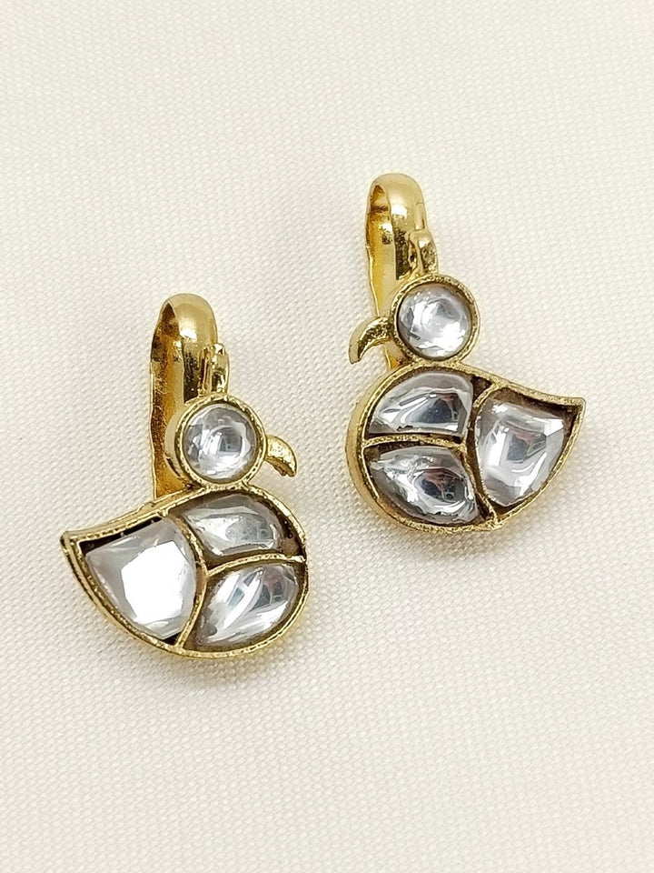Harima White Gold Plated Kundan Ear Cuff [ Price is for Pair ] - House of Sarvati LLC