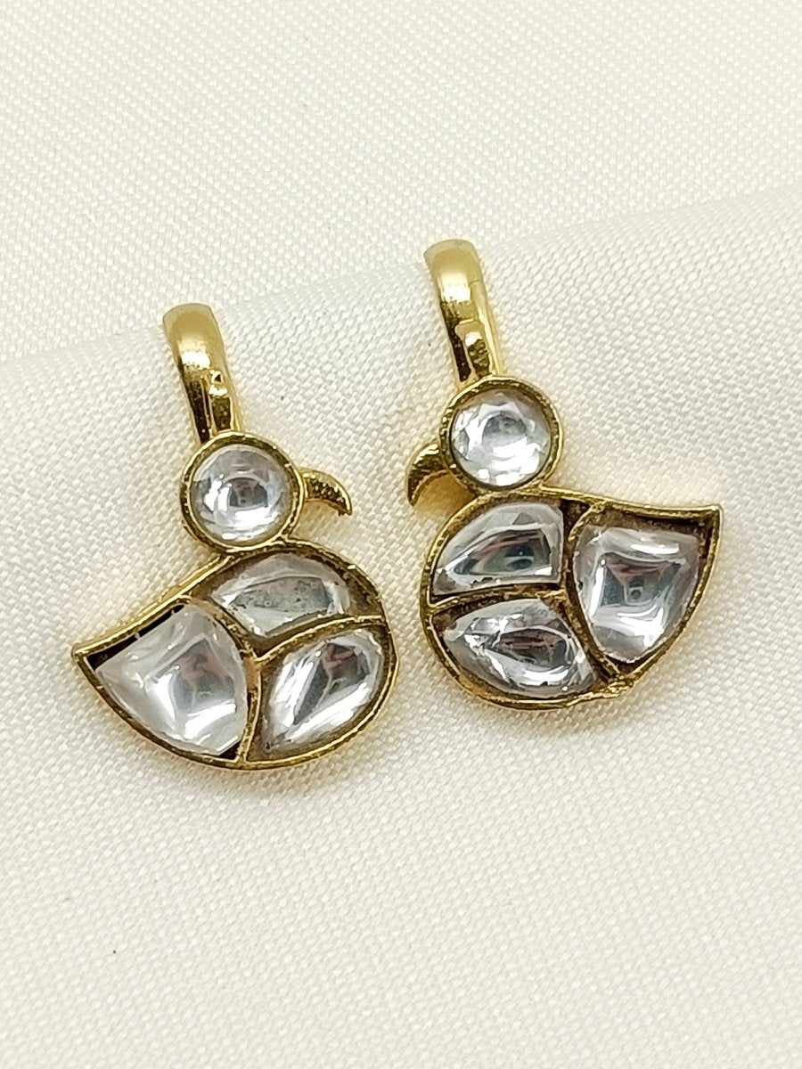 Harima White Gold Plated Kundan Ear Cuff [ Price is for Pair ] - House of Sarvati LLC